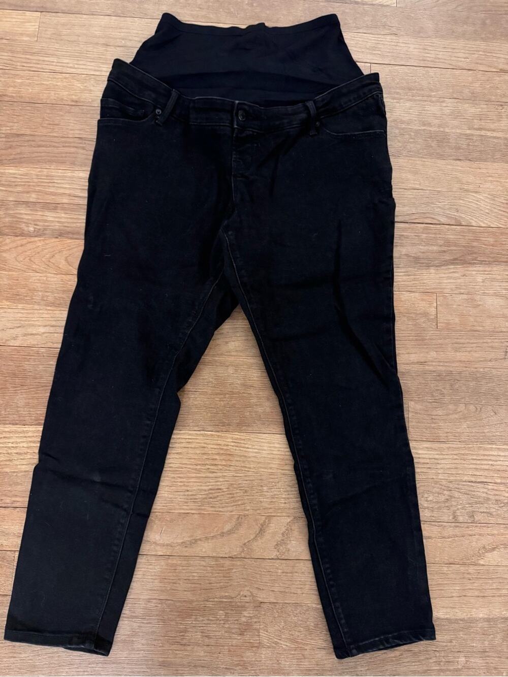 Old Navy Black Maternity Rockstar Super Skinny Full Panel Jeans Sz 14 Short
 b5